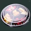 Plates Fruit Storage Box With Lid Disposable Round Plastic Snack Trays 10 Pack 6 Compartment For Parties