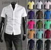 Herren lässige Hemden 16 Sommer Polyester Männer Solid Casual Business Shirts Herren koreanische Version Slim Fit Short Sleeve Shirt 2023 New 240402