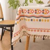 Table Cloth Home Decor Bohemian Style Waterproof Tablecloths Outdoor Camping Dining Rectangular Tassel Linen Cover