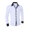 Mens Stripes skjortor Långärmad Slim White Social Casual Male Clothes Business Camisa Masculina Chemise Christmas Shirt 240329