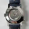 44mm豪華な時計軍事自動機械式デートパワーリザーブブラックステンレススチールダイヤルレザーラミナス時計w8w4