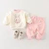 Baby Set, vårkläder, 2-stycksuppsättning för kvinnliga barn, ett år gamla nyfödda