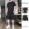 Summer Mens Tracksuit 프린트 셔츠 및 반바지 2 조각 세트 남성 스포츠 정장 패션 통기 세트 240402