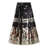 Gonne Gonna stile antico Elegante donna vintage cinese Ming Maxi con stampa floreale a vita alta cravatta a pieghe per Hanfu