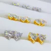 Prezzo all'ingrosso Orecchini a bottone a forma di cuore Vvs Moissanite con diamanti Orecchini a vite con retro a vite per orecchini da donna