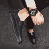 Casual Shoes High Quality Fashion Light Business Leather Autumn Mens Hand-sewn Solid Color Non-slip Soft Sole 44