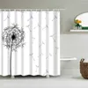 Cortinas de chuveiro Flor Dandelion Red Rose Pequeno Conjunto de cortina de banheiro fresco Frabic Decoração de poliéster à prova d'água com ganchos