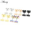 Stud Oorbellen Alisouy 2PC 18g Staal Zwart Goud Kleur Rose Rechte Vierkante Bar Punk Oor Tragus Piercing