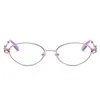 2023 new factory direct anti-blue light coating metal old pupil distance women's diamond powder reading glasses 2012