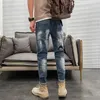 Dżinsy męskie dla mężczyzn chude złamane męskie kowbojskie rozdarcie z dziurami spodnie ciasna rura Zerwana graficzna Slim Fit Star Pants plus rozmiar dżins