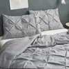 Conjuntos de cama Euro Bed Linens Branco 3D Duvet Cover Set Luxo Pinch Plissado Nórdico 150 Single Quilt com Fronhas