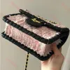 Designer lyxig crossbody väska kvinnor handväska ullmaterial designer väskor lyxväska mini axelväska kedja smink lådans koppling handväska pläd