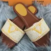 Designer Flat Sandals Luxury Slippers Women Embroider Sandal Fashion flip flop Letter Slipper for Women Summer Beach Slide Ladies Low Heel Shoes