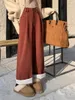 Women's Pants PLAMTEE Solid Thicken Women Chic Loose Cashmere 2024 Wide Leg Winter Daily High Waist Streetwear Casual Office Lady