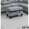 침실 가구 거실 3-PCS 섹션 세트 LAF SOFA RAF Chaise 및 저장 오스만 컵 홀더 회색 컬러 린넨 같은 Fabri DHFID