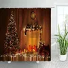 Cortinas de ducha Tema de Navidad Conjunto de cortinas Árbol Chimenea Sala de estar Decoración Año Hogar Tela Baño con ganchos