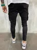 Womens Jeans Black Biker Cargo Men Mti-Pocket Slim Fit Joggers Trousers Mens Ripped Hole Motorcycle Streetwear Denim Pencil Pants Drop Dhgpw