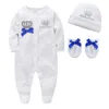 Babymeisjeskleding Set Boy Pijama's Bebe vul met hoedenhandschoenen katoen ademende zachte ropa geboren slapers pjiamas 240325