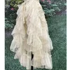 Dubbelskiktad lolita midje gardin ren täcker hög låg kjol w. Asymmetriska ruffles 240318