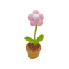 Dekoracyjne kwiaty dzianiny szydełkowy kwiat Bukiet ręcznie robione małe rośliny doniżkowe do biurowej półki na półkę