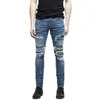 Mens Jeans Moruancle Esigner Rasgado Biker Hi-Street Morreu Moto Denim Corredores Calças De Couro Patchwork Preto Azul Drop Delivery Appare Dh7Lo