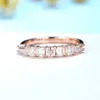 Kuololit Asscher klippte solid 18K 14K 10 Rose Gold Rings for Women Solitaire Luxury Bands Engagement Anniversary 240402