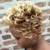 Perücken BEISDWIG Synthetic Curly Perücken für schwarze/weiße Frauen kurze braune Perücke mit blonden Pony Curly Frisuren für Frauen