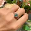 Bagues de cluster COSFIX Green Pear Cut Moissanite pour femmes de luxe 1ct femmes bague complète mariage 2024