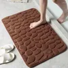 Tapetes de banho Casa Pé Tapete Coral Fleece Piso Doméstico Espuma de Memória Bordado Banheiro Espessado Porta Absorvente