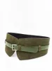 Ceinture double usage en daim rétro avec ceinture contrastée en cuir marron et veste et large ceinture 240325