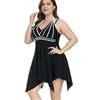 Kvinnors baddräkt 2024 Halter Swimdress Plus Size Swimwear Two Piece Tankini Baddräkter för kvinnor Hög midja Boyleg Bottoms 240323