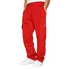 Calças masculinas Mens Sweatpants Straight Fit Corredores para Esportes e Streetwear Solto Oversized Cordão Longo Homens Multi-bolso