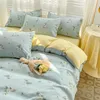 Bedding Sets Duvet Cover Simple Plant Flower Bed Sheet For Adults And Kids Washed Cotton Floral Pillowcase Home Textiles Four-Piece Set