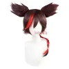 Peruker bubuwig syntetiska hår genshin påverkar xinyan cosplay peruker kvinnor halloween 30 cm kort brun med blandade färgörar värmemotståndande