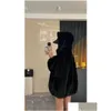 Mulheres Hoodies Moletons Com Capuz Lambswool Fleece Jacket Mulheres Outono e Inverno Zipper Quente Outerwear Chic Solto Engrossado Fluffy Drop Dhobx