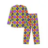 Hemkläder Disco Art Pyjamas Set Autumn Colorful Print Soft Night Sleepwear Men 2 Pieces Casual Oversize Custom Nightwear Gift