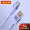 ToCKI USB Cable ładowarki 3A Telefon komórkowy typ C Szybki przewód ładujący dla Samsung S22 Huawei Redmi OnePlus USB Drut danych