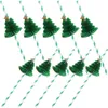 Disposable Cups Straws 10pcs Paper Xmas Tree Honeycomb Christmas Drinking Party Supplies