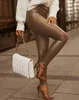 Pantaloni da donna INS stile europeo e americano 2024 Autunno/Inverno Borsa a vita alta Hip Fashion Street Shoot Stretto in finta pelle