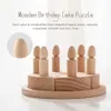 Bloki drewniane blokowe zabawki drewniane tort urodzinowy z drewnianymi świecami edukacyjna gra dla dzieci w mózgu kreatywny wystrój dla dzieci 240401