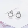 Stud Earrings High Quality 7mm Round Cubic Zirconia Earring For Women Fashion 925 Silver Sterling Femme Fine Jewelry Brincos