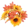Titulares de vela Maple Wreath Velas de outono Anéis de folhas simulados Berry Ornament Party Pe (Plástico) Decor Harvest Festival Home