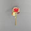 Fleurs décoratives pour la maison et le salon, Bouquet de roses colorées en cristal doré, imitation feuille d'or