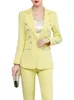 Pantaloni da donna a due pezzi Fashion giallo Pantaloni viola Stup Ladies Word Wear Giacca formale e pantalone femmina Blazer 2 Set Drop Drop de Dhfht