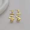 Pendientes colgantes Minar personalidad metálico largo borla bola geométrica para mujer señora 14K oro real plateado joyería de cobre