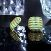Серьги-гвоздики FXLRY, элегантные серьги с микро-паве, зеленый кубический цирконий, желтое золото, квадратные украшения с большим цирконием для женщин