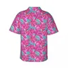 Camicie casual da uomo Camicia da vacanza con foglie da spiaggia carina Foglie rosa maschili Stampa hawaiana a maniche corte Design Camicette oversize vintage Regalo