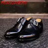 Casual schoenen enkele monniksband loafers voor heren gesp zakelijke jurk bruin ademend zapato de vestir para hombre