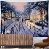 Tapestries Christmas City Oil Painting Tapestry Wall Hanging Bohemian Hippie Tapez Festival Art Bedroom Living Room Home Decor