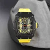 رجال الفاخرة مشاهدة Richa M Fiber for Men Limited Edition Silicone Strap Sports Sapphire Mirror Automatic Mechanical Watch Designer Waterproofwatches E547